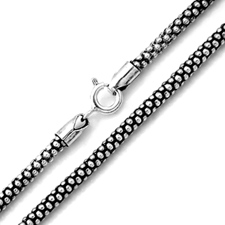 Oxidized 2.8MM 925 Sterling Silver Popcorn Chain Necklace 22 Inch NK0076467 SilverShake