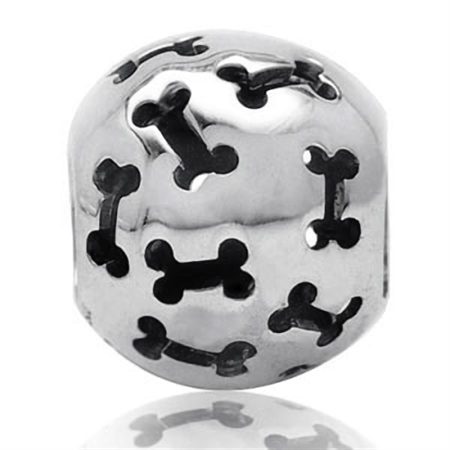 925 Sterling Silver Ball DOG-BONE Filigree European Charm Bead (Fits Pandora Chamilia)