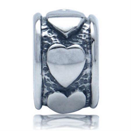 AUTH Nagara 925 Sterling Silver HEART European Charm Bead (Fits Pandora Chamilia)