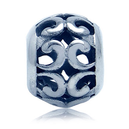 925 Sterling Silver Filigree European Charm Bead (Fits Pandora Chamilia)