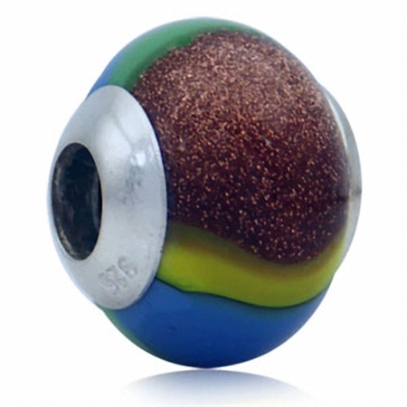 Multi Colored Murano Glass 925 Sterling Silver European Charm Bead (Fits Pandora Chamilia)
