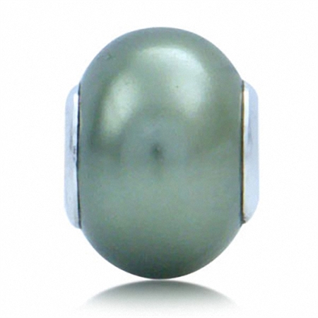 Imitation Green Pearl 925 Sterling Silver European Charm Bead (Fits Pandora Chamilia)