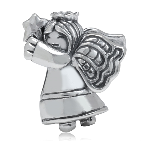 925 Sterling Silver CHRISTMAS ANGEL European Charm Bead (Fits Pandora Chamilia)
