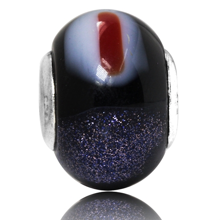 White & Purple Murano Glass 925 Sterling Silver European Charms Bead (Fits Pandora Chamilia)