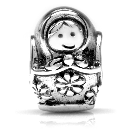 925 Sterling Silver Matryoshka Russian Nesting Doll European Charm Bead (Fits Pandora)