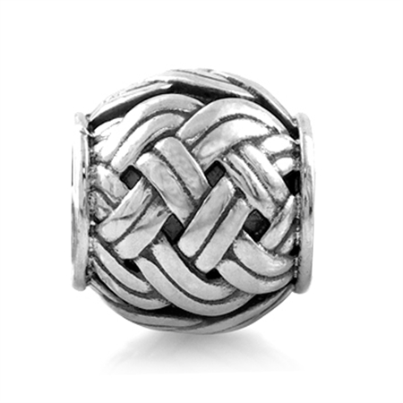 925 Sterling Silver Weave Pattern Threaded European Charm Bead