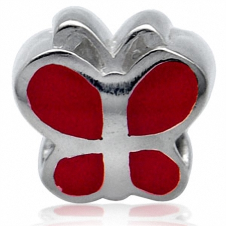 BUTTERFLY Coral 925 Sterling Silver Threaded European Bead