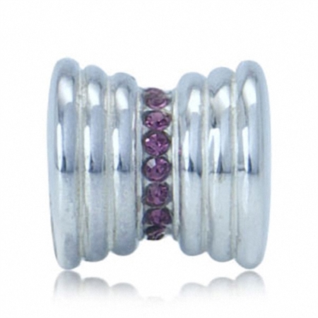 Amethyst Purple Crystal 925 Sterling Silver Threaded European Charm Bead