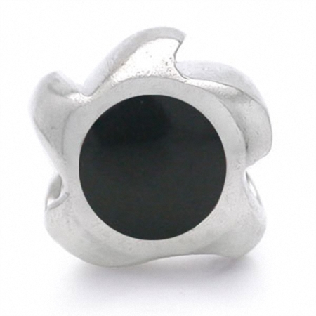 Black Onyx 925 Sterling Silver Sun Threaded European Charm Bead