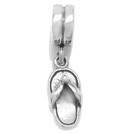 925 Sterling Silver SLIPPER Dangle Threaded European Charm Bead