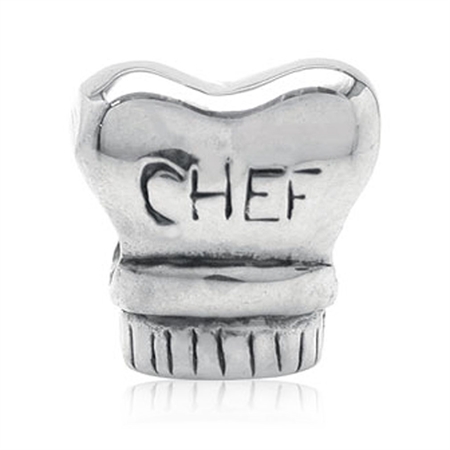925 Sterling Silver CHEF HAT Threaded European Charm Bead