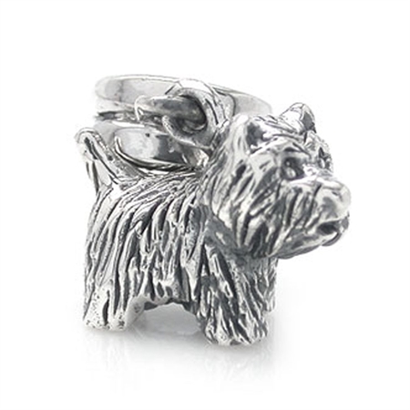 925 Sterling Silver West Highland White Terrier Dog Threaded European Charm Bead