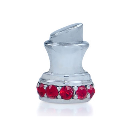 Red Crystal 925 Sterling Silver LIPSTICK Threaded European Charm Bead