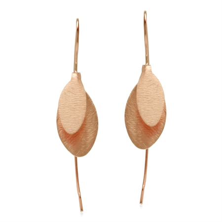 Modern Rose Gold Flash Scratch Finish Double Plate 925 Sterling Silver Threader Wire Earrings