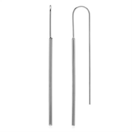 Modern Minimalist Skinny Tube 925 Sterling Silver Threader Wire Earrings