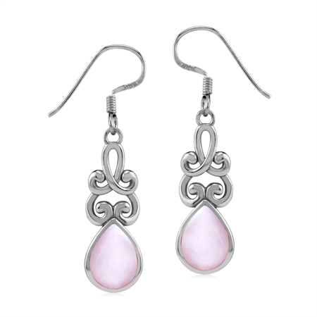 Pink Mother Of Pearl 925 Sterling Silver Earrings