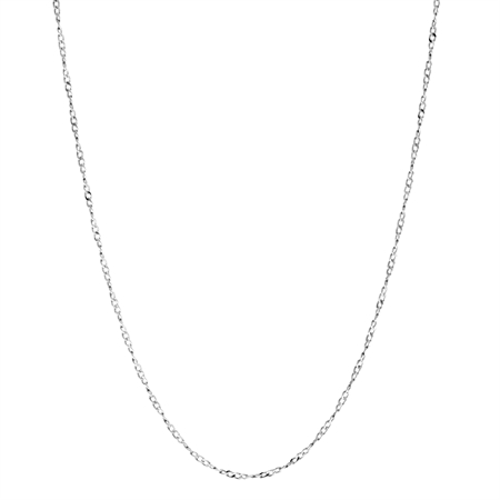 1MM White Gold Plated Sterling Silver French Rope Chain/Necklace 15-24 Inch.