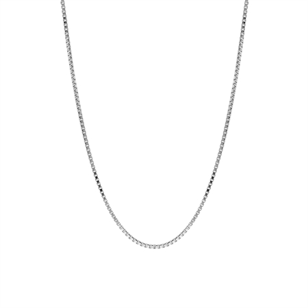 1 mm 925 Sterling Silver Venetian Box Chain Necklace with Rhodium Plating 15 Inch