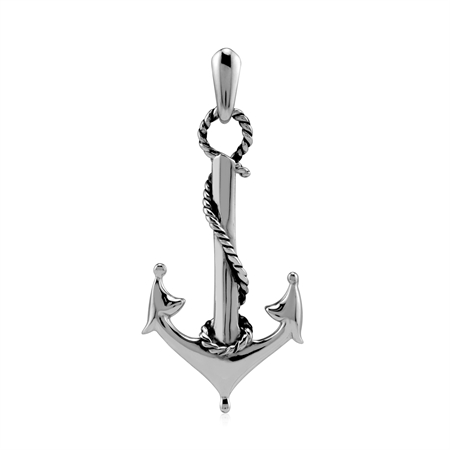 Solid Sterling Silver Unique Anchor Pendant
