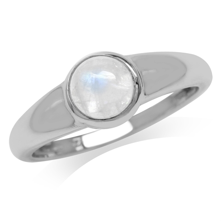 Natural Moonstone 925 Sterling Silver Simple Classic Ring