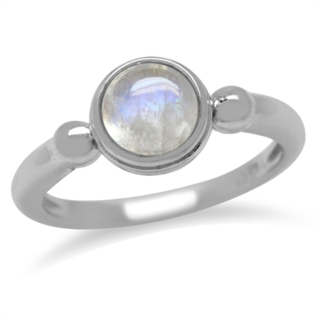 Natural Moonstone 925 Sterling Silver Solitaire Casual Ring