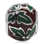 Red & Green Enamel 925 Sterling Silver Christmas Leaf European Charm Bead (Fits Pandora Chamilia)