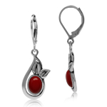 Created Oval Shape Red Coral 925 S...