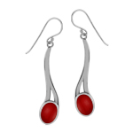 Created Red Coral Inlay 925 Sterli...