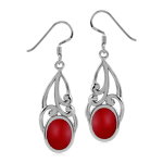 Created Red Coral Inlay 925 Sterli...