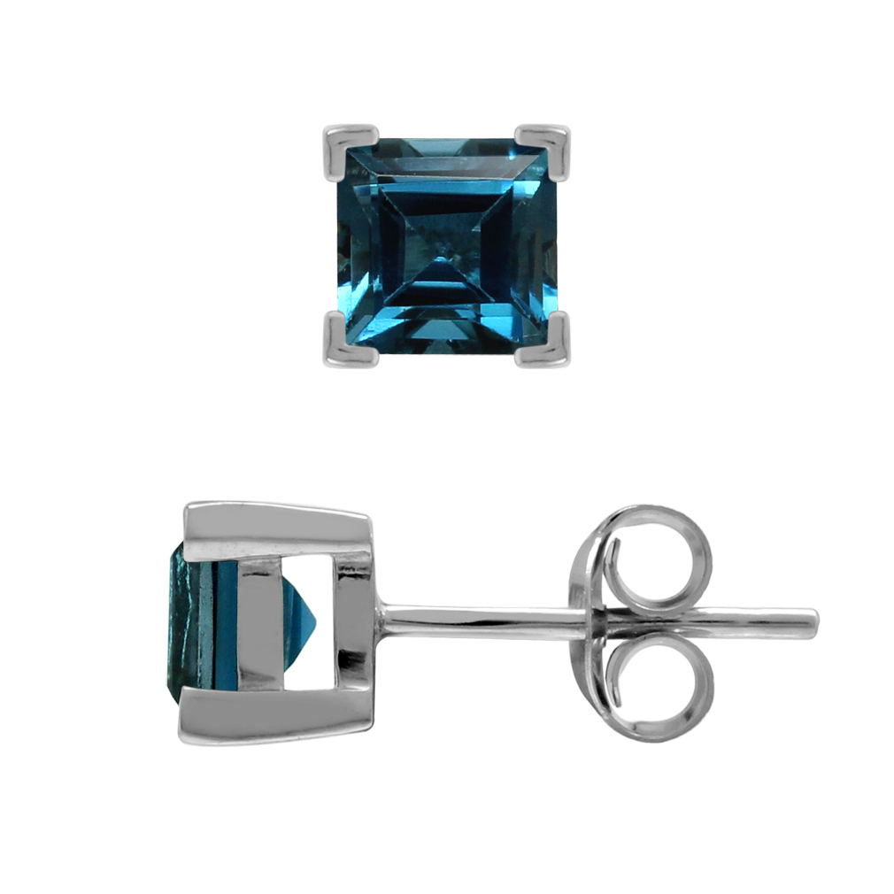 6ct. Natural London Blue Topaz 925 Sterling Silver Stud Earrings zbdl