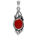 Created Red Coral 925 Sterling Sil...