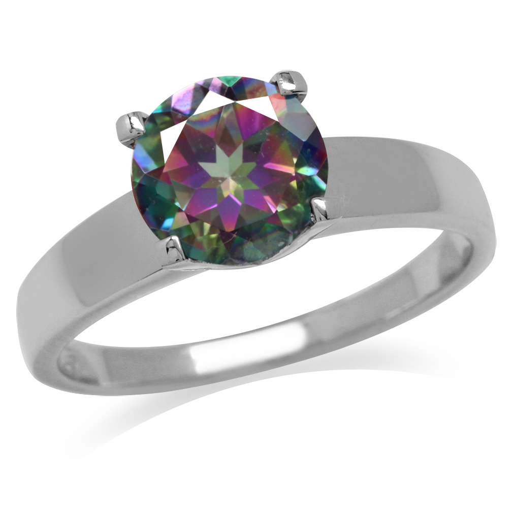 ... 18ct. Mystic Fire Topaz 925 Sterling Silver Solitaire Ring SZ 7