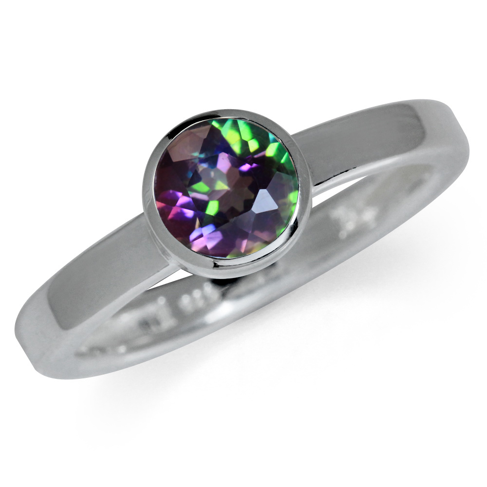 Mystic Fire Topaz 925 Sterling Silver Solitaire Ring SizeSz 8