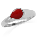 Pear Shape Created Red Coral White...
