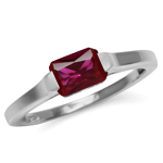 Created Octagon Red Ruby July Birthstone 925 Sterling Silver Solitaire Gemstone Ring