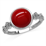 Created Red Coral White Gold Plate...