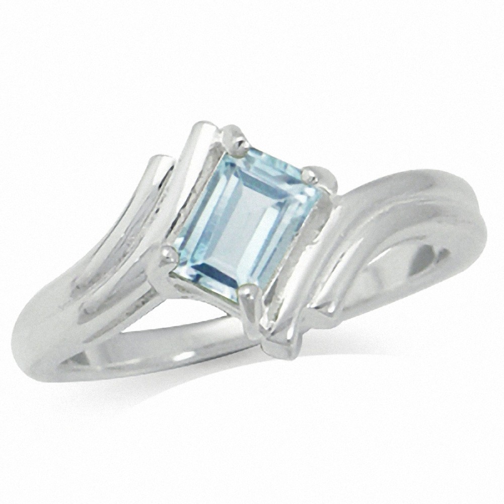   Peridot, Blue Topaz or Amethyst Sterling Silver Bypass Solitaire Ring
