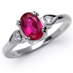 Simulated Ruby & White CZ 925 Sterling Silver Engagement Ring