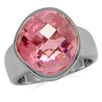 Pink CZ Sterling Silver Ring