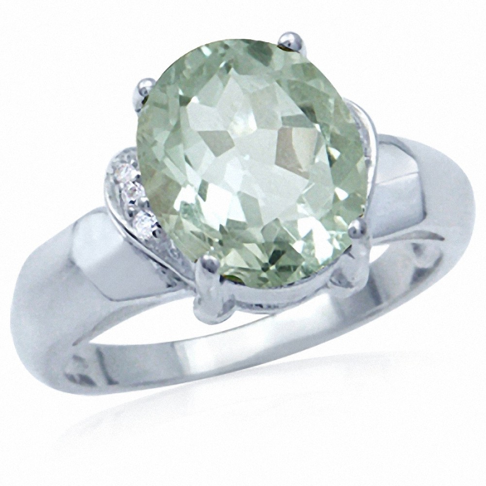 Natural Green Amethyst or Citrine 925 Sterling Silver Cocktail Ring 