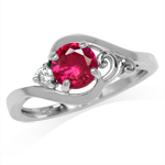 Synthetic Ruby Red & White CZ Gold Plated 925 Sterling Silver Engagement Ring