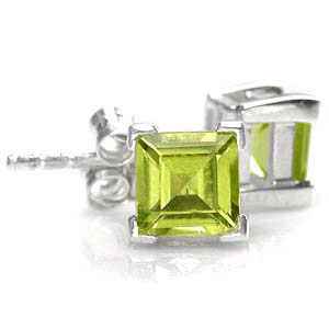 5MM Natural Peridot or Blue Topaz Square Shape 925 Sterling Silver 