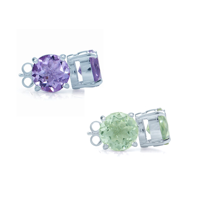 8MM Natural Amethyst Round Shape 925 Sterling Silver Stud Earrings 