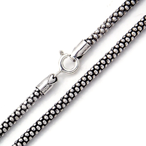 Oxidized 2.8MM 925 Sterling Silver Popcorn Chain Necklace ...