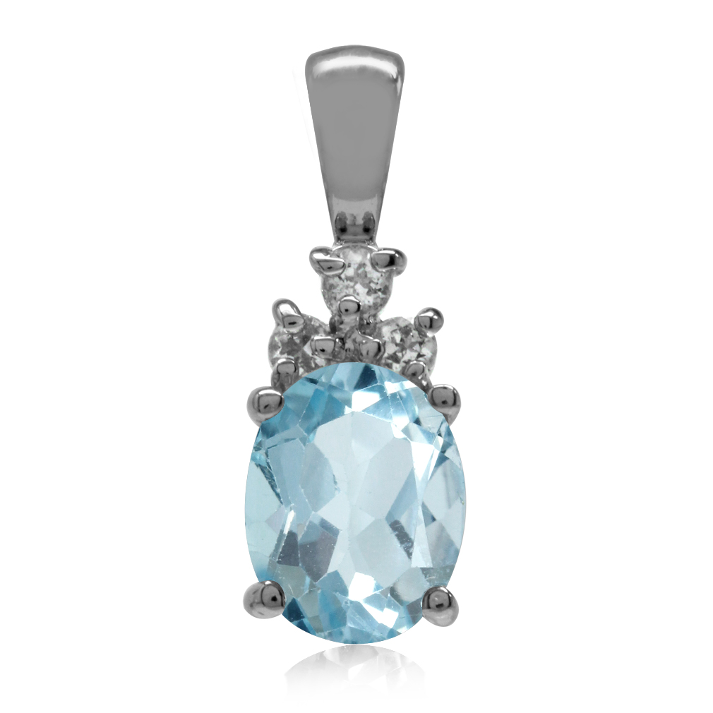 Blue Topaz or Green Amethyst 925 Sterling Silver Pendant  