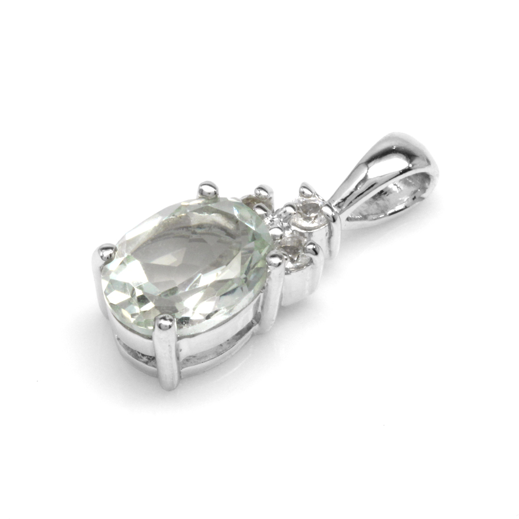 Blue Topaz or Green Amethyst 925 Sterling Silver Pendant  