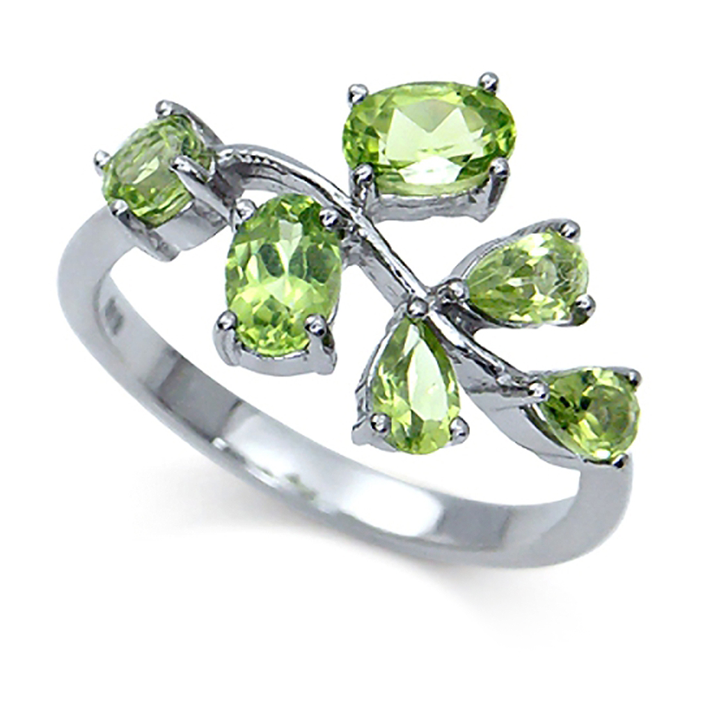 98ct. Natural Peridot White Gold Plated 925 Sterling Silver Leaf 