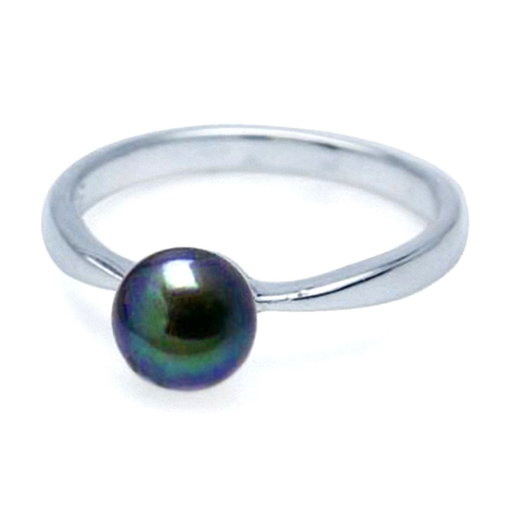 MM Black or White Pearl 925 Silver Solitaire Ring  